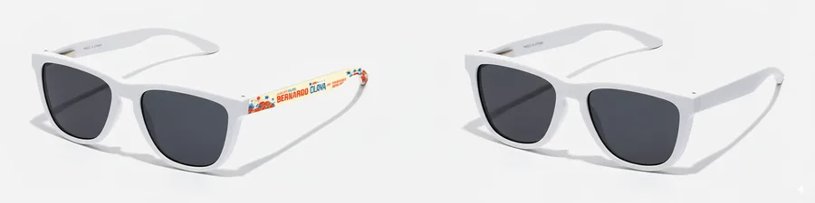 Lentes de sol de la campaña con la marca en las patas