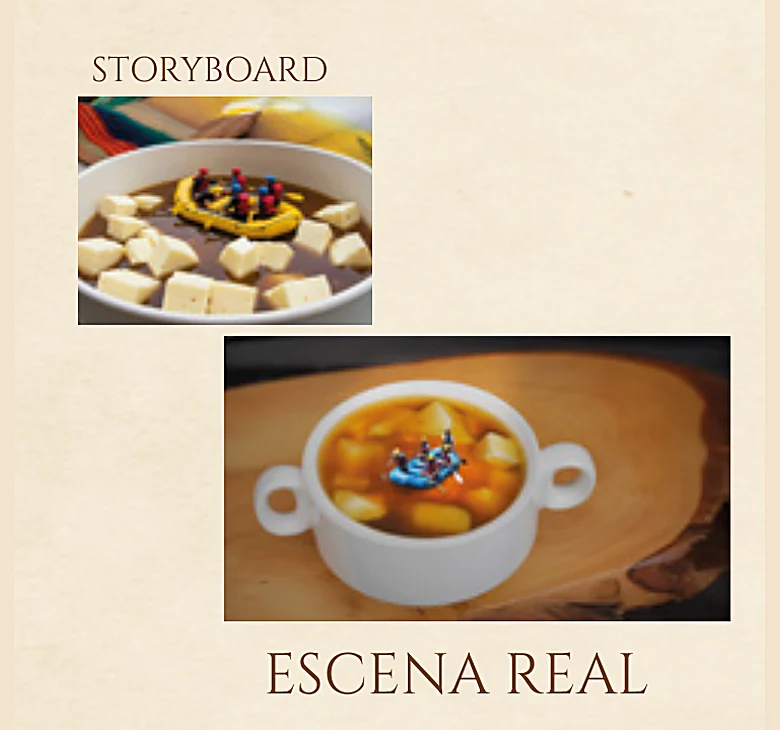 Storyboard y escena real: la sopa con las frutas del territorio