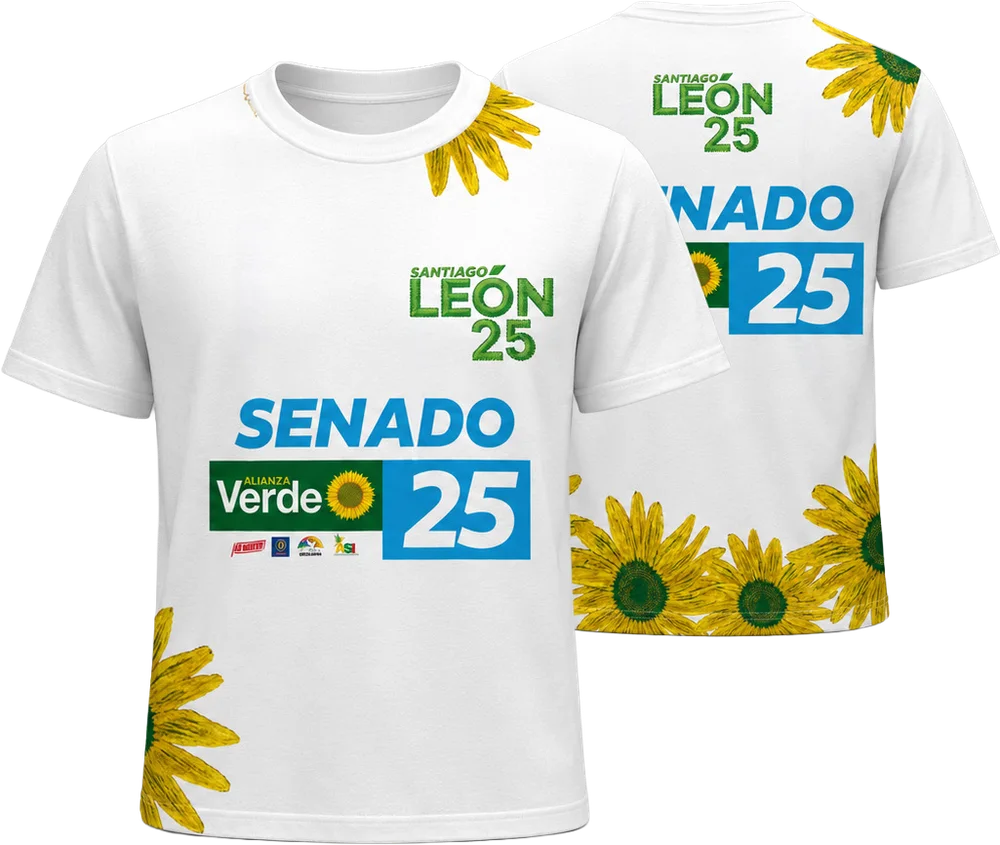Camisetas de campaña Senado 25 con girasoles bordados