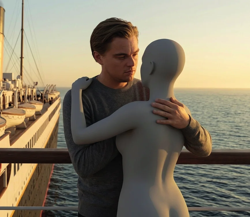 DiCaprio abraza un maniquí en la proa