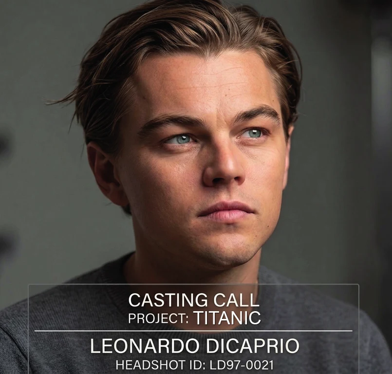 Casting call del proyecto Titanic: headshot de Leonardo DiCaprio