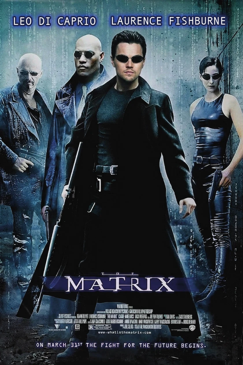 Póster de Matrix con Leo DiCaprio y Laurence Fishburne